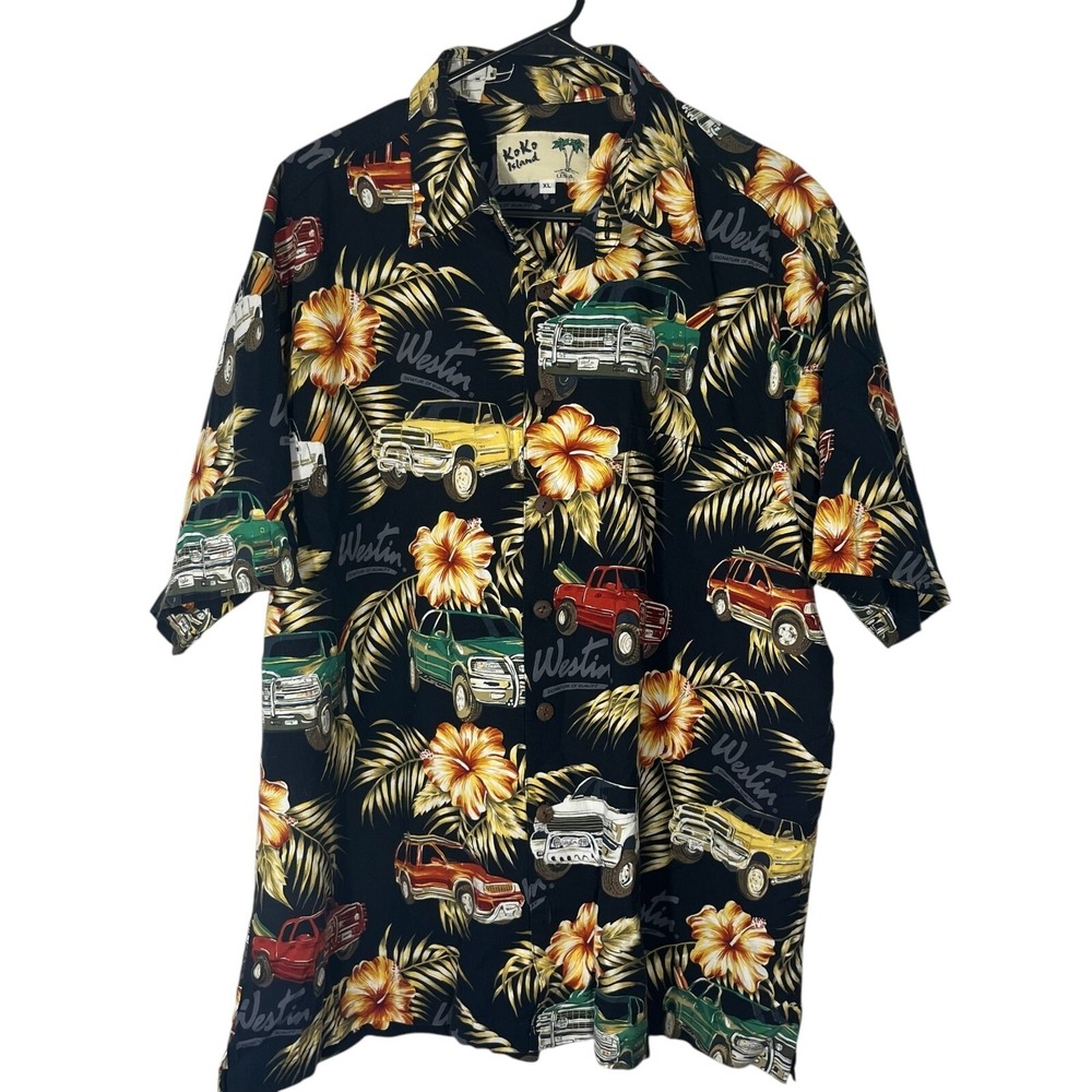 Vintage Koko Island‎ Men's Short Sleeve Hawaiian Westin Truck Parts Shirt XL USA